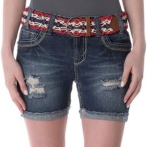 Wallflower Midi Distressed Womens JeanShorts-3,NWT